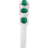 Round Emerald Cabochon Ring in White Gold
