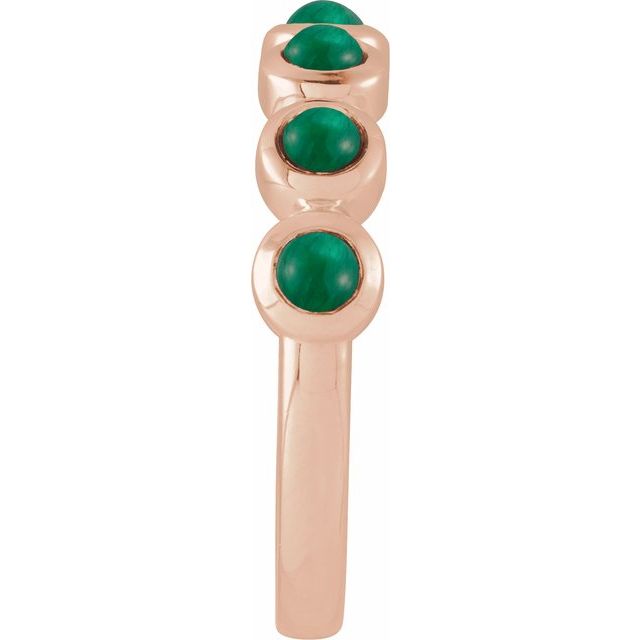 Round Emerald Cabochon Ring in Rose Gold