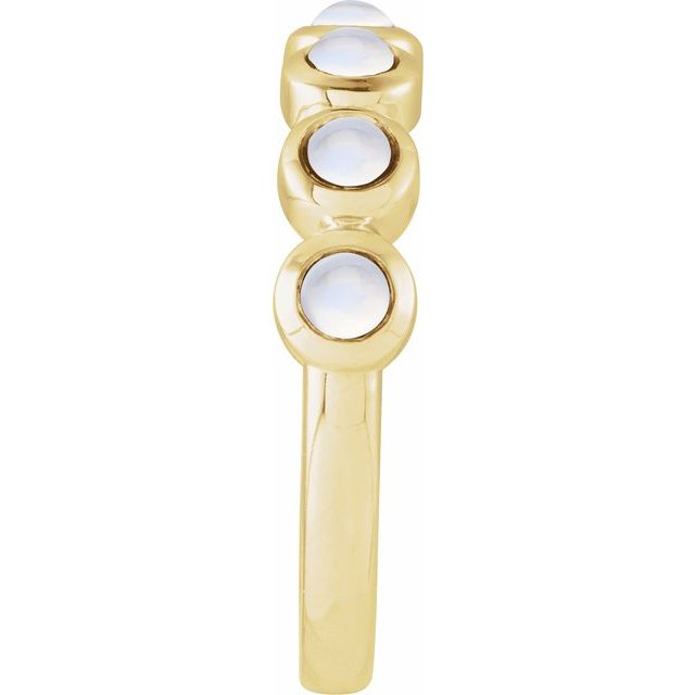 Round Rainbow Moonstone Cabochon Ring in Gold and Platinum