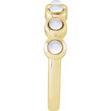 Round Rainbow Moonstone Cabochon Ring in Gold
