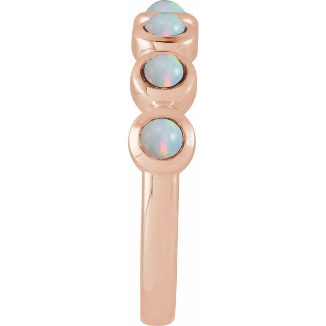 Round White Opal Cabochon Ring in Rose Gold