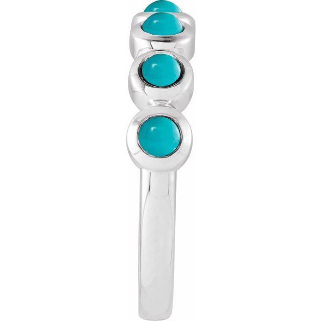 Round Turquoise Cabochon Ring in Gold and Platinum