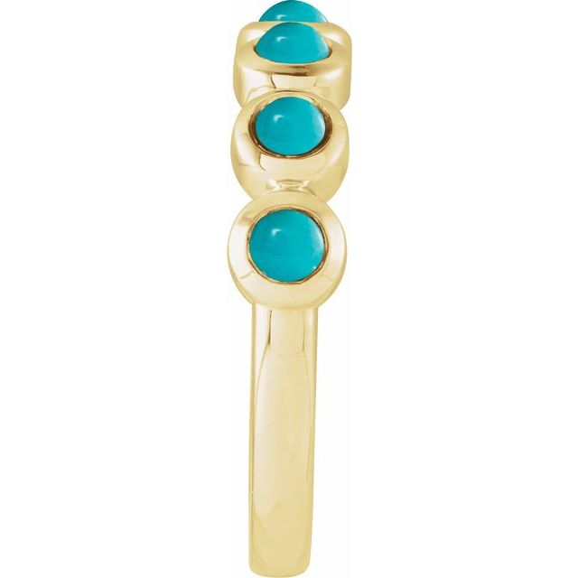 Round Turquoise Cabochon Ring in Yellow Gold
