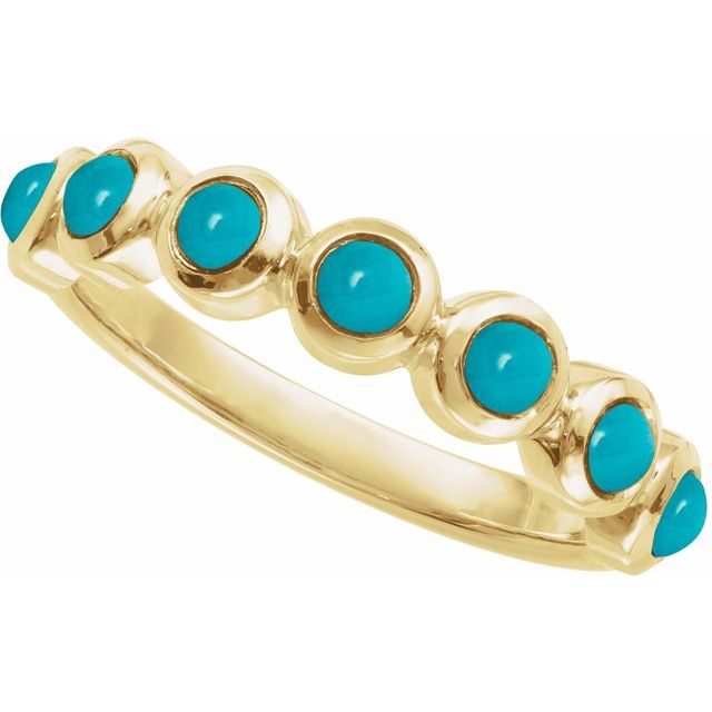Round Turquoise Cabochon Ring in Yellow Gold
