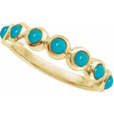 Round Turquoise Cabochon Ring in Yellow Gold
