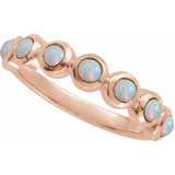 Round White Opal Cabochon Ring in Rose Gold