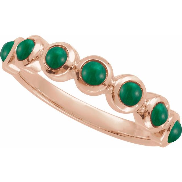 Round Emerald Cabochon Ring in Rose Gold