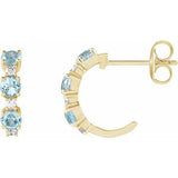 Sky Blue Topaz & Diamond Round Hoop Earrings in Gold and Platinum