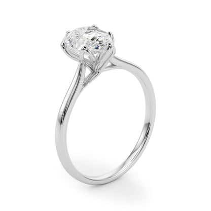 IGI Lab-Grown Pear Diamond Six Prong Set Solitaire Engagement Ring, D Color VVS Clarity