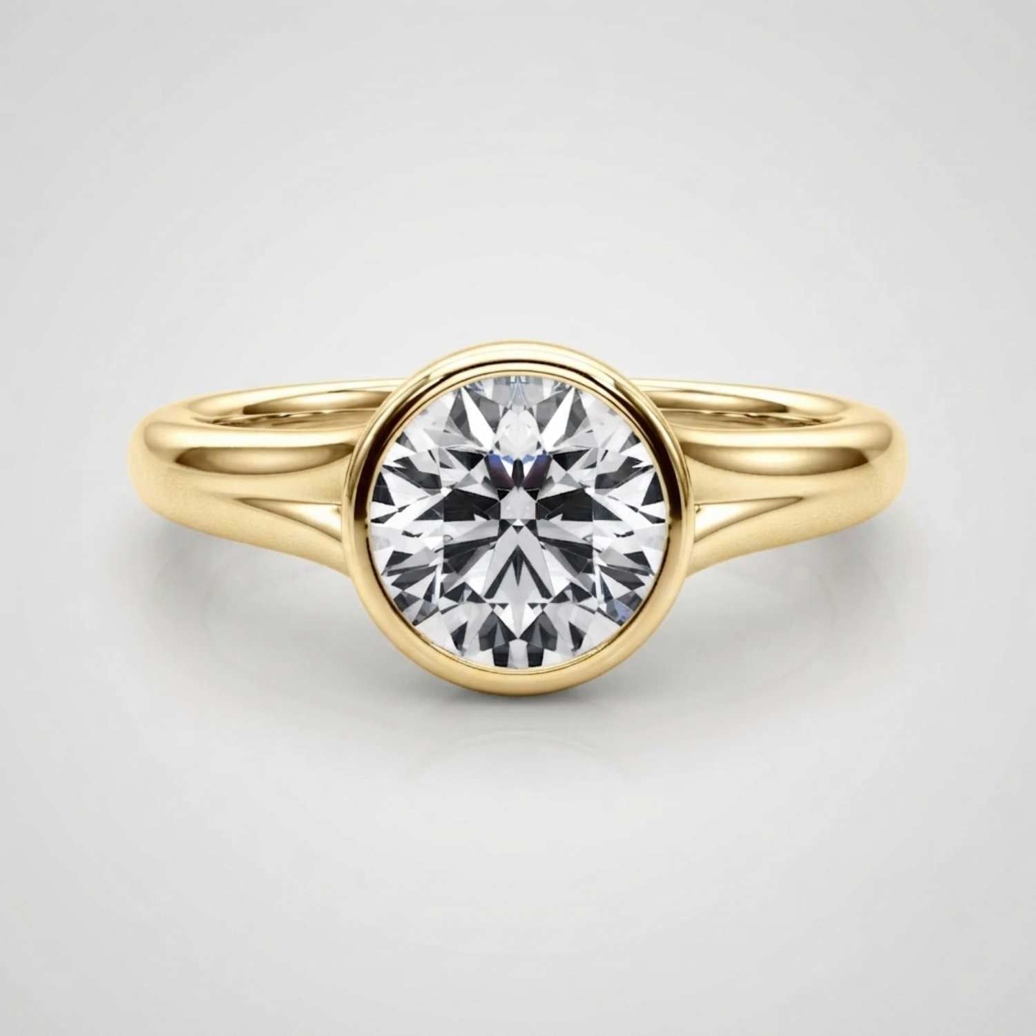 Lab Grown Diamond Round Solitaire Engagement Ring |  D-VVS | Bezel Set