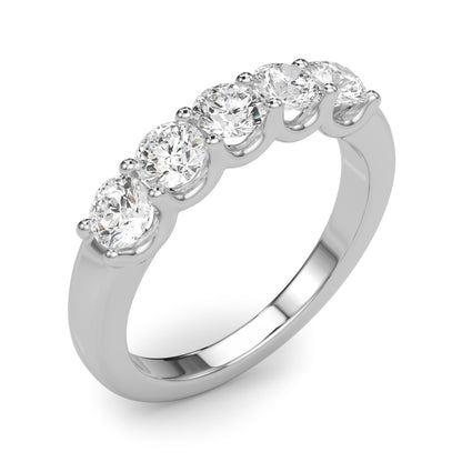 Lab-Grown Round Diamond Shared U Prong 5-Stone Diamond Ring, DE Color VVS Clarity