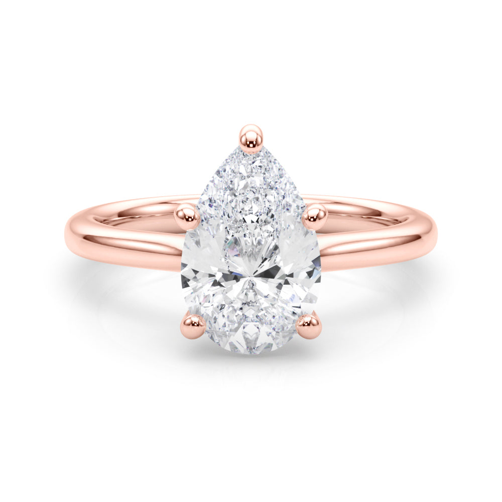 IGI Lab-Grown Pear Diamond 5 Claw Solitaire Engagement Ring, D Color VVS Clarity