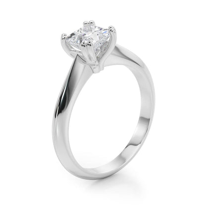 IGI Lab-Grown Cushion Diamond Double 4 Prong Solitaire Engagement Ring, D Color VVS Clarity