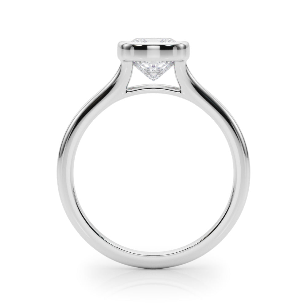 IGI Lab-Grown Cushion Diamond Bezel Set Solitaire Engagement Ring, D Color VVS Clarity