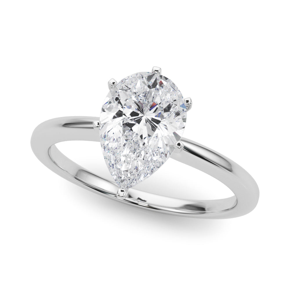 IGI Lab-Grown Pear Diamond 6 Claw Set Solitaire Engagement Ring, D Color VVS Clarity