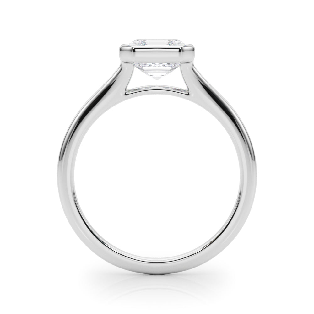 Lab-Grown Asscher Cut Diamond Bezel Set Solitaire Engagement Ring, D Color VVS Clarity