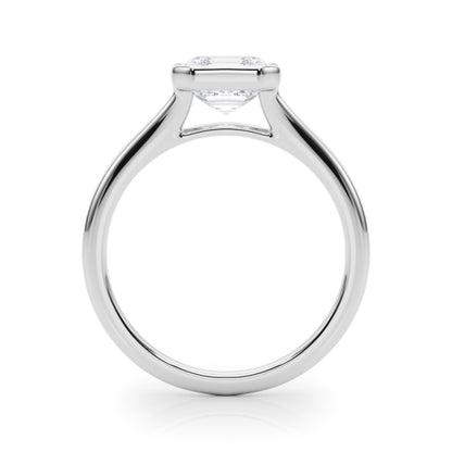 Lab-Grown Asscher Cut Diamond Bezel Set Solitaire Engagement Ring, D Color VVS Clarity