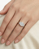 3 Stone Emerald Cut Lab Diamond Ring 0.50ct in 925 Silver