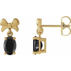 Black Onyx Oval Solitaire Stud Earrings in Gold and Platinum