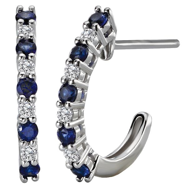 1.50ct Sapphire Diamond Earrings In 18K White Gold