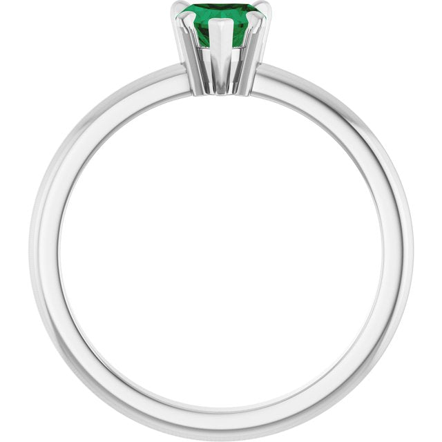 Heart Lab-Grown Emerald Accented Ring with Diamond Accents in Platinum
