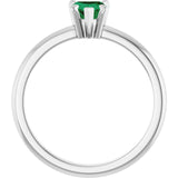 Heart Lab-Grown Emerald Accented Ring with Diamond Accents in Platinum