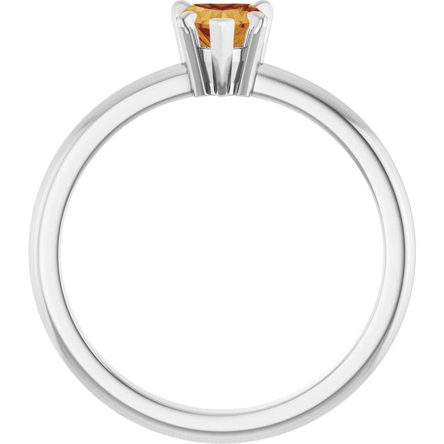 Heart Citrine Accented Ring with Diamond Accents in Platinum