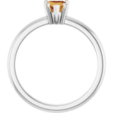 Heart Citrine Accented Ring with Diamond Accents in Platinum