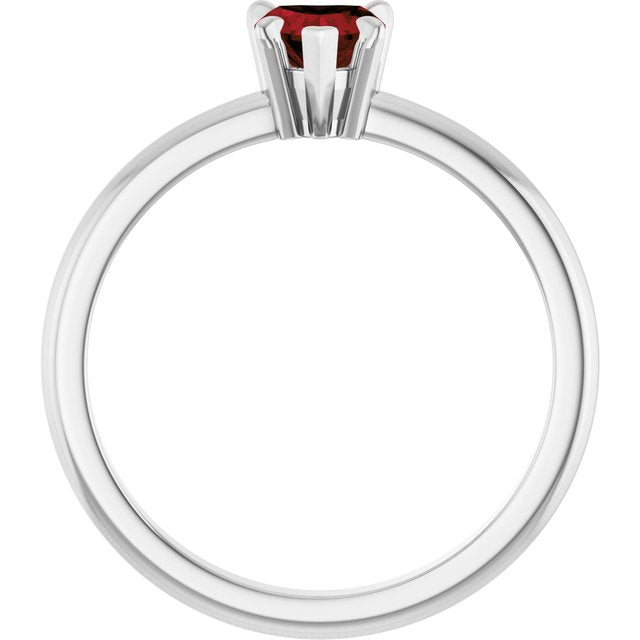 Heart Mozambique Garnet Accented Ring with Diamond Accents in Platinum