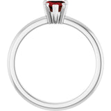 Heart Mozambique Garnet Accented Ring with Diamond Accents in Platinum