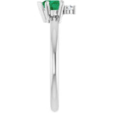 Heart Lab-Grown Emerald Accented Ring with Diamond Accents in Platinum