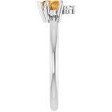 Heart Citrine Accented Ring with Diamond Accents in Platinum