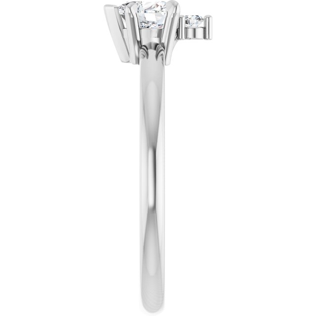 Heart White Sapphire Accented Ring with Diamond Accents in Platinum