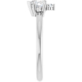 Heart White Sapphire Accented Ring with Diamond Accents in Platinum
