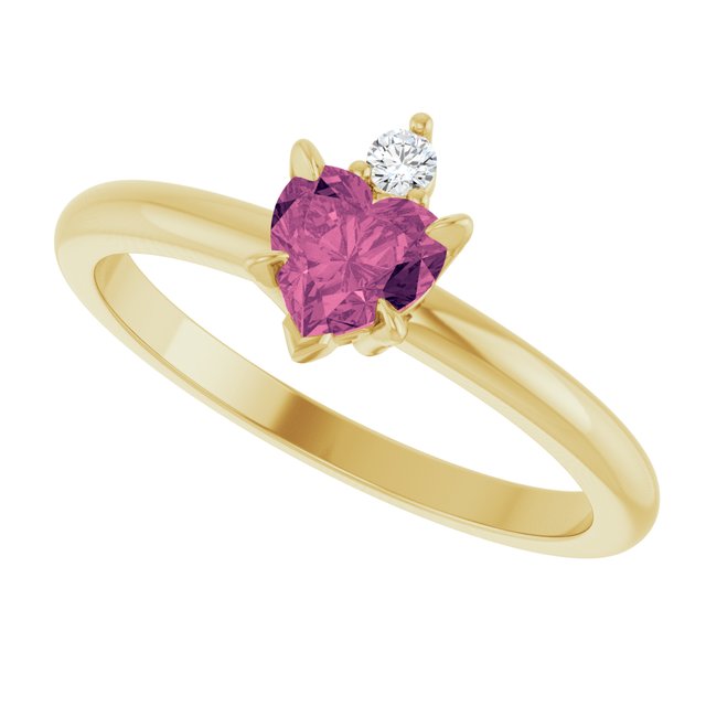 Heart Pink Tourmaline & Diamond Accented Ring in Gold and Platinum
