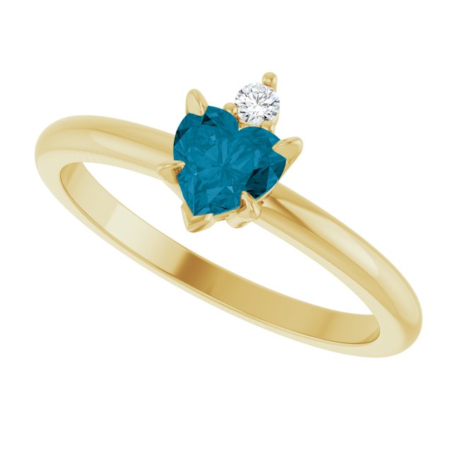 Heart London Blue Topaz & Diamond Ring in Gold and Platinum