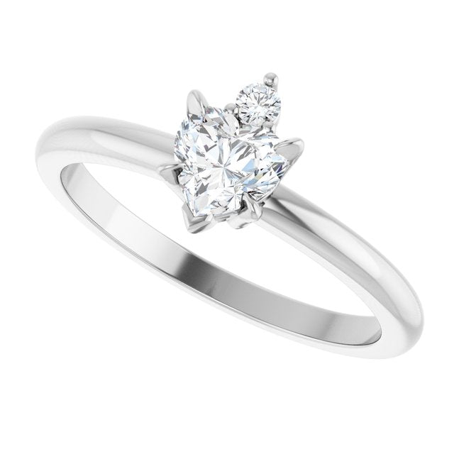 Heart White Sapphire Accented Ring with Diamond Accents in Platinum
