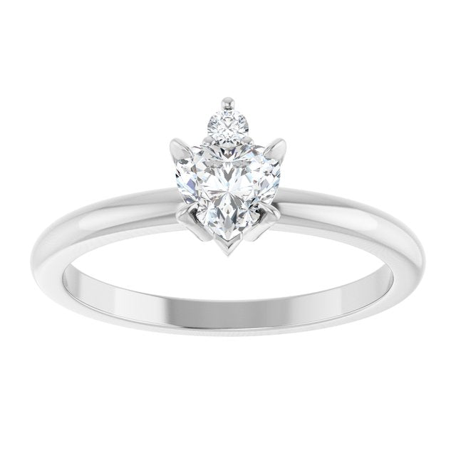 Heart White Sapphire Accented Ring with Diamond Accents in Platinum
