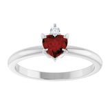 Heart Mozambique Garnet Accented Ring with Diamond Accents in Platinum