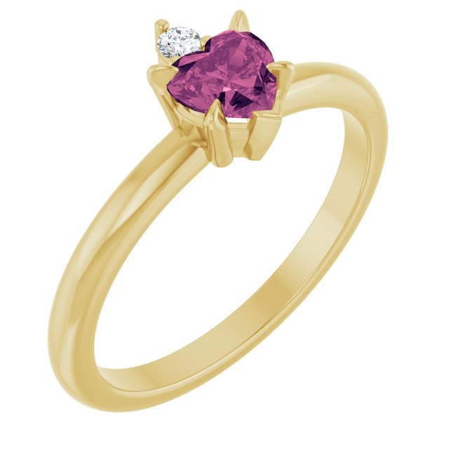 Heart Pink Tourmaline & Diamond Accented Ring in Gold and Platinum