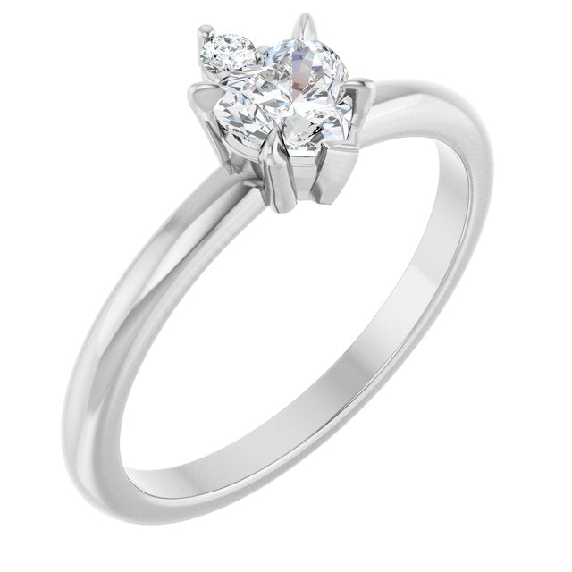 Heart White Sapphire Accented Ring with Diamond Accents in Platinum