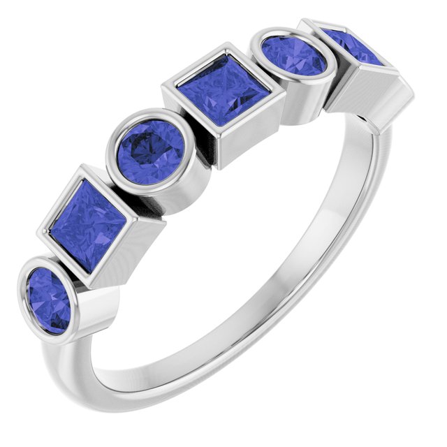 Round Iolite Stackable Ring in Platinum