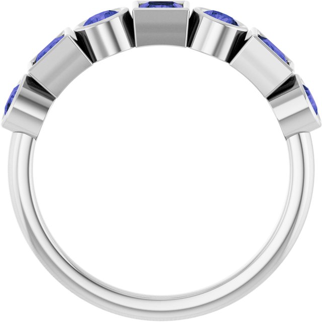 Round Iolite Stackable Ring in Platinum