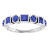 Round Iolite Stackable Ring in Platinum