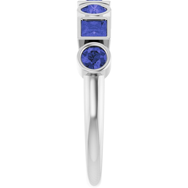 Round Iolite Stackable Ring in Platinum