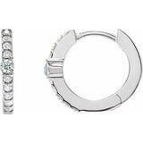 White Sapphire & Diamond Round Hoop Earrings in Gold and Platinum