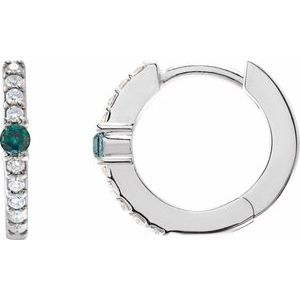 Alexandrite & Diamond Round Hoop Earrings in Gold and Platinum