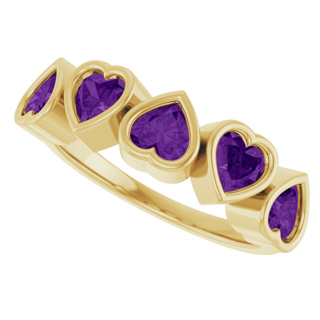 Heart Amethyst Stackable Ring in Gold and Platinum
