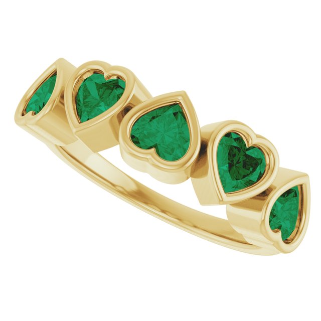Heart Lab-Grown Emerald Stackable Ring in Gold and Platinum