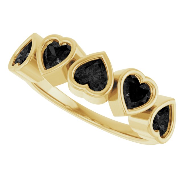 Heart Black Onyx Stackable Ring in Gold and Platinum